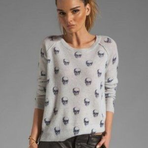 **SOLD** 360 CASHMERE Skull 'Felony' Sweater in Light Grey